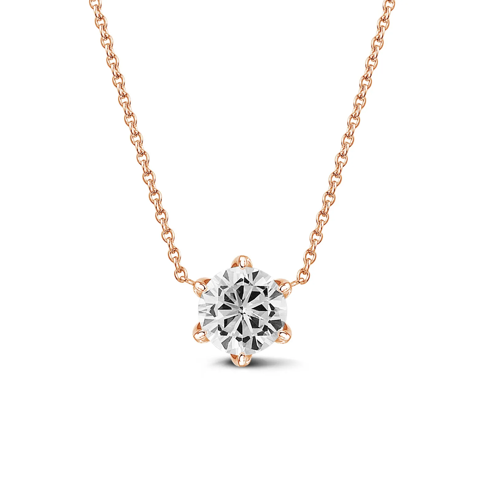 0.70 quilates colgante solitario en oro rojo con diamante redondo 