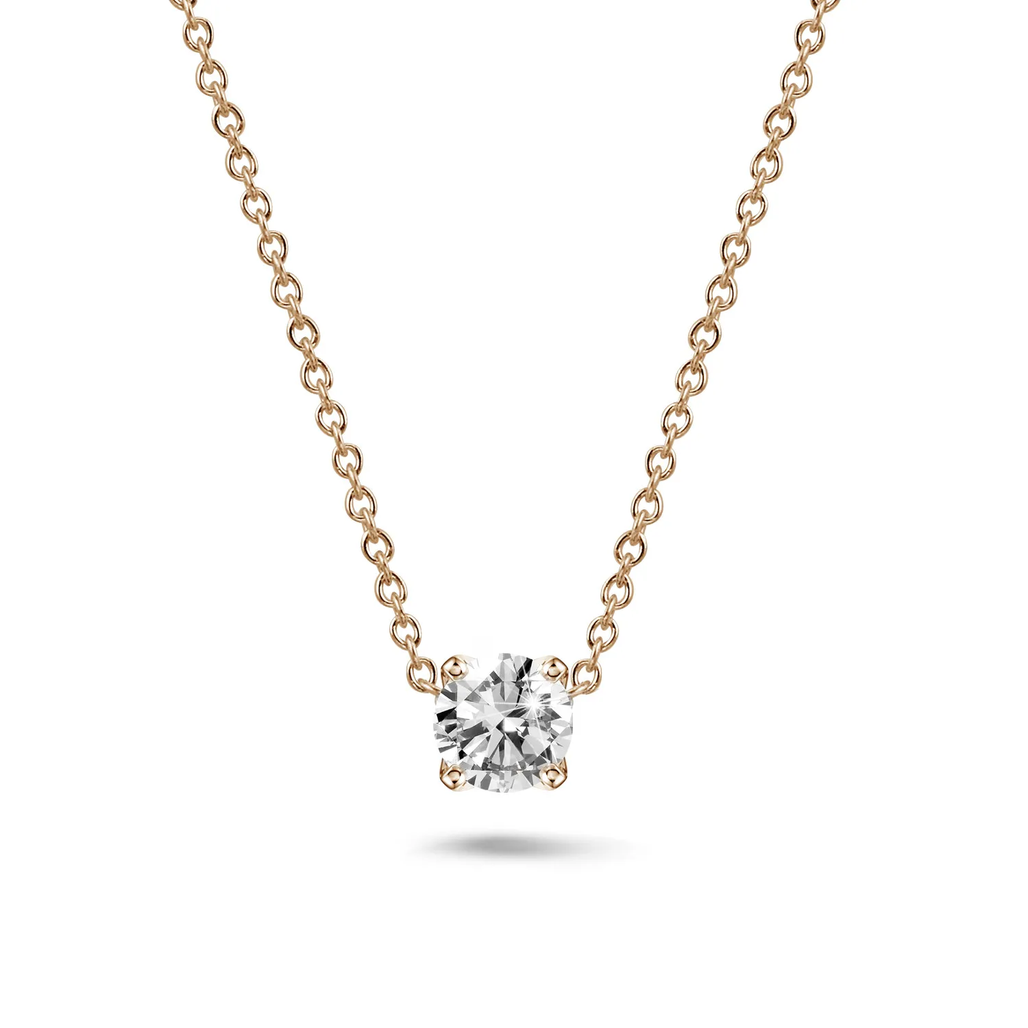 0.90 quilates colgante solitario en oro rojo con diamante redondo 