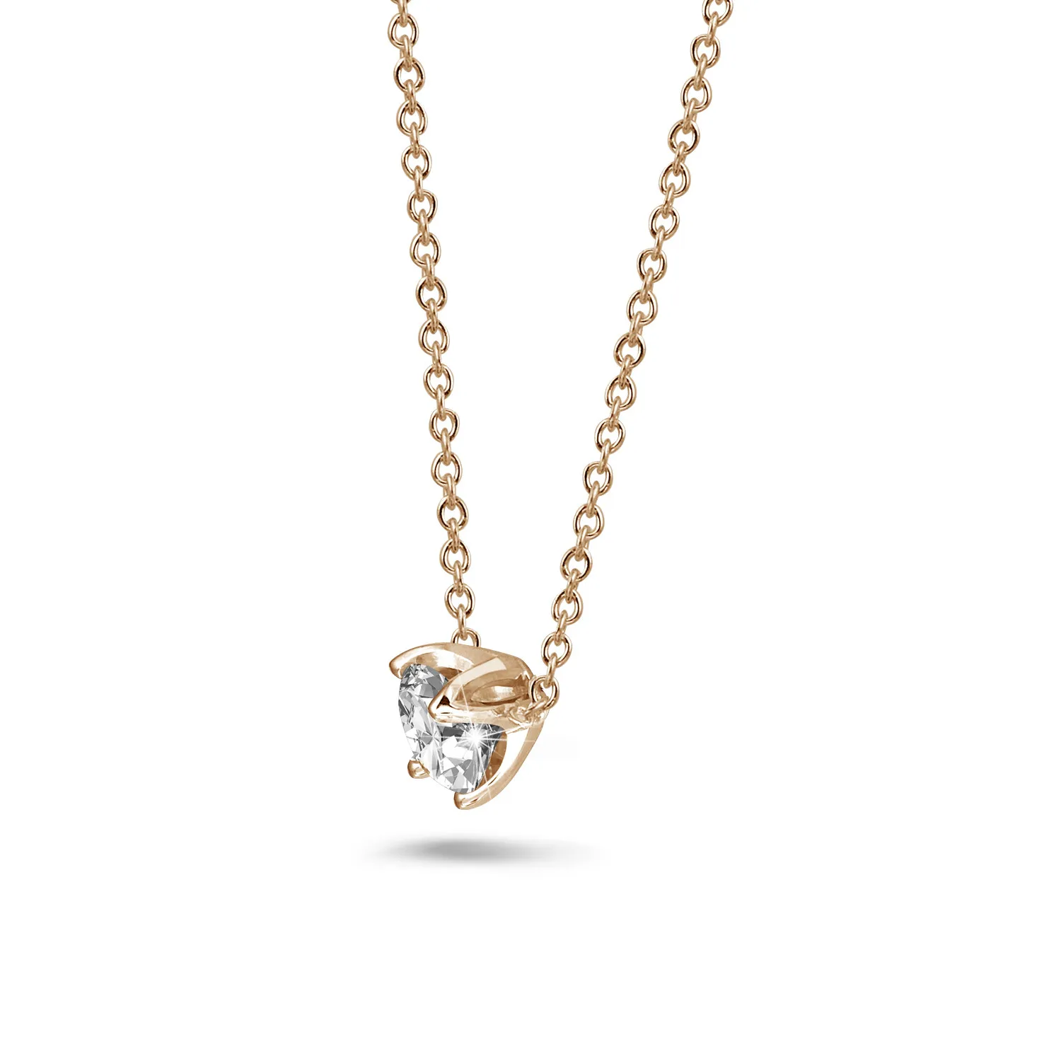 0.90 quilates colgante solitario en oro rojo con diamante redondo 