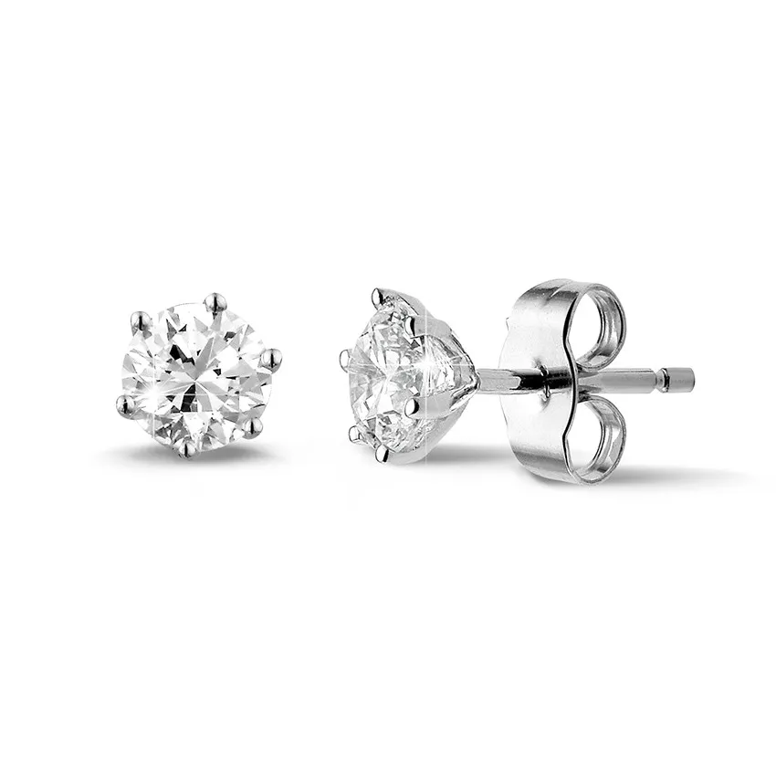1.00 quilates pendientes diamantes clásicos en platino con seis garras 