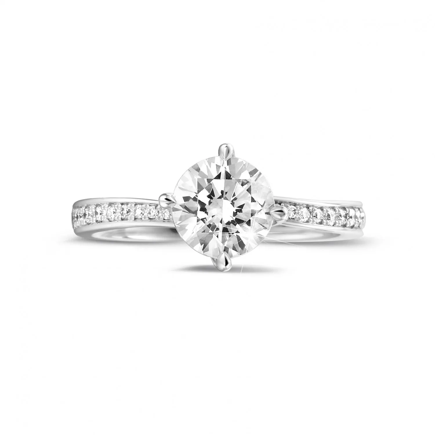 1.25 quilates anillo solitario diamante en platino con diamantes en los lados 