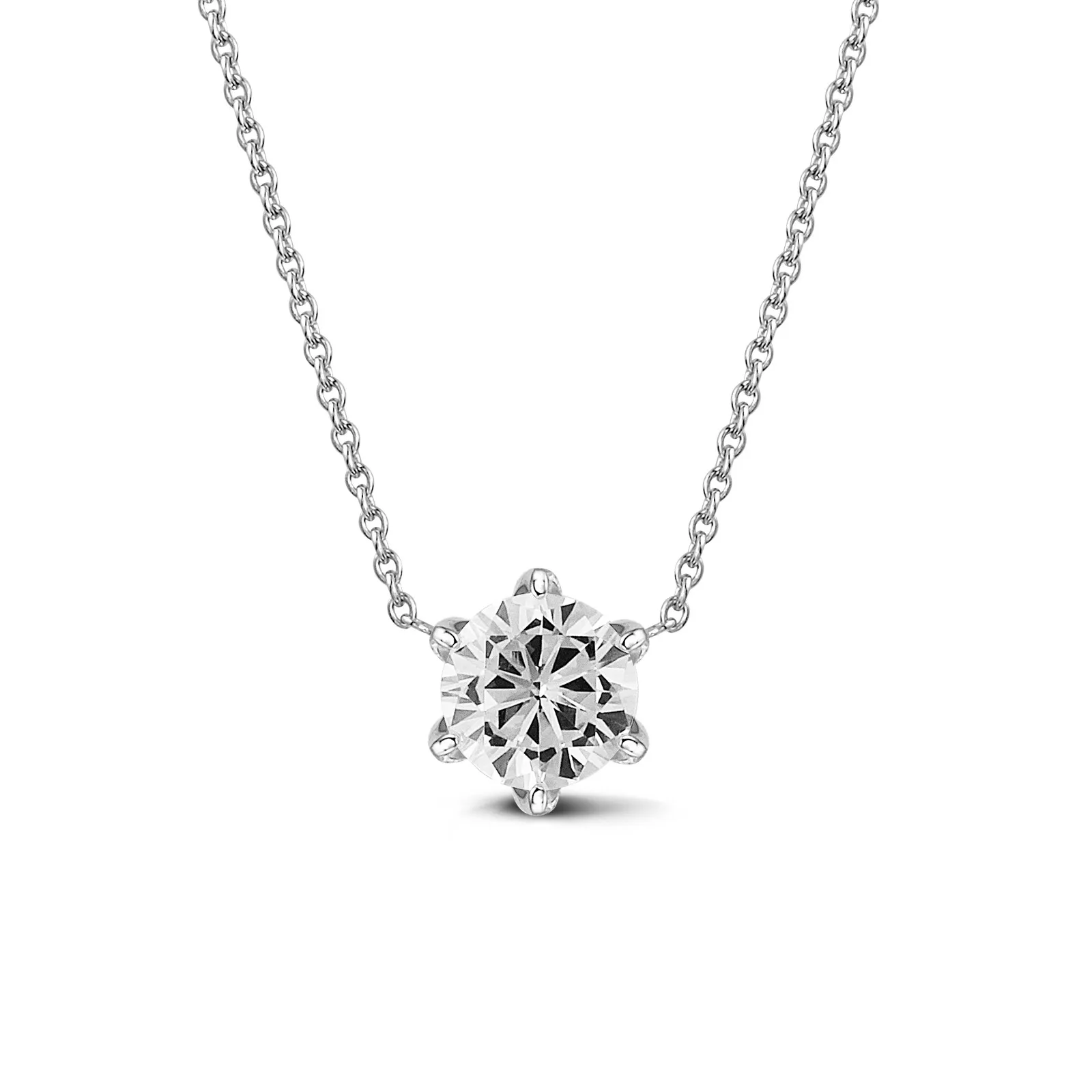 1.25 quilates colgante solitario en oro blanco con diamante redondo 