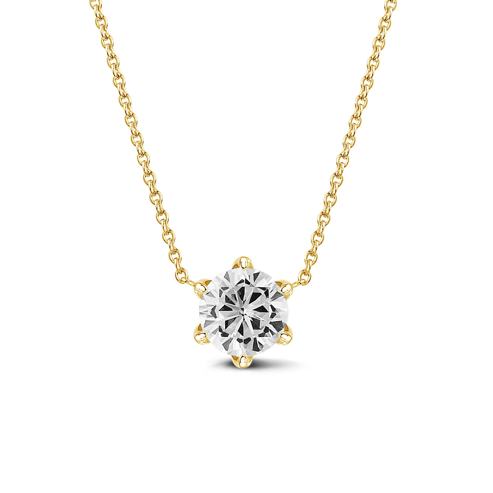 1.50 quilates colgante solitario en oro amarillo con diamante redondo 