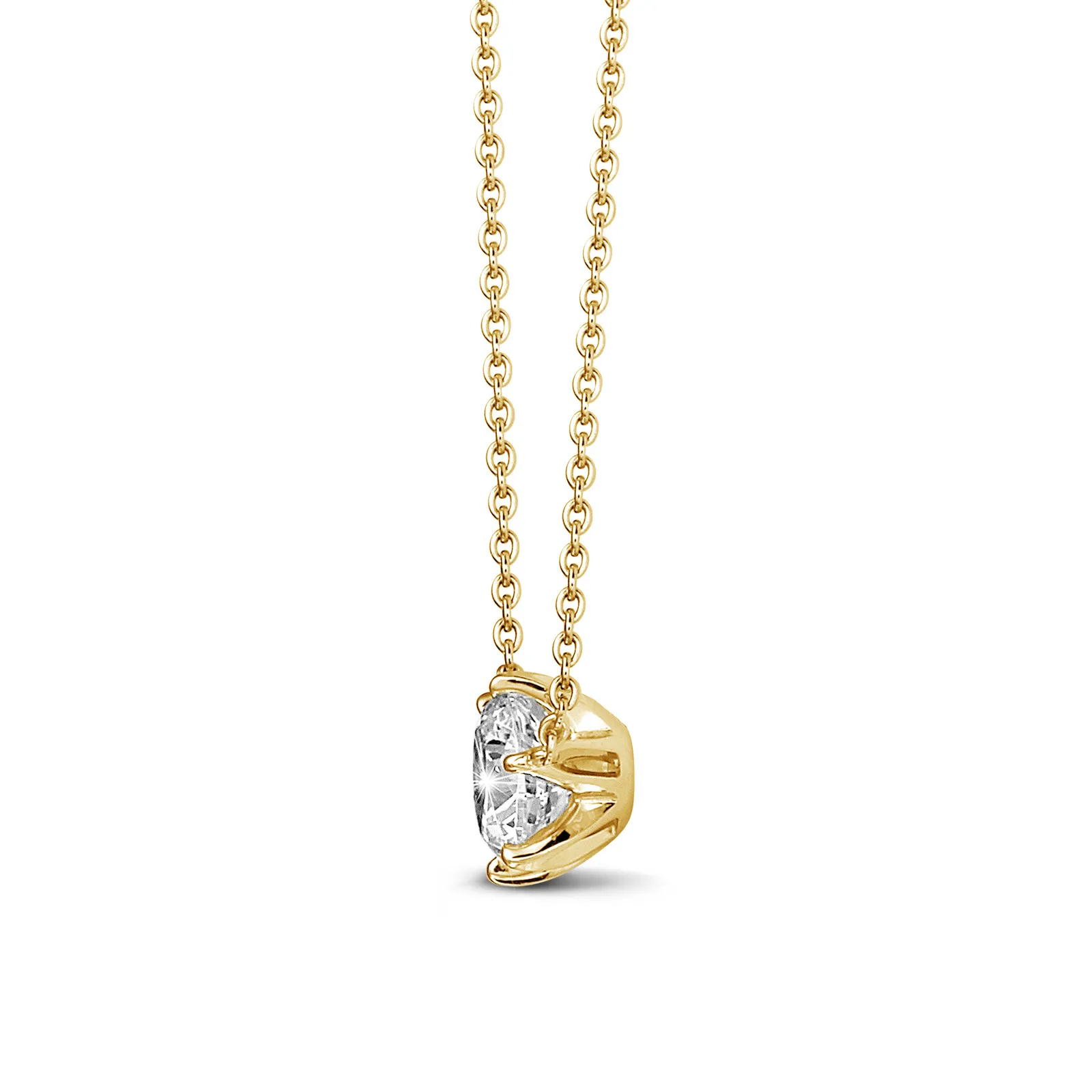 1.50 quilates colgante solitario en oro amarillo con diamante redondo 