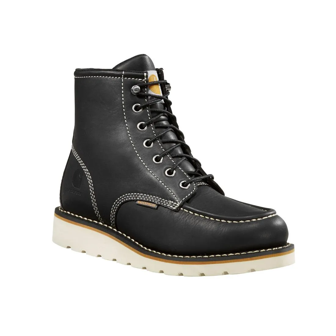 6" Women's Waterproof Moc Toe Wedge Soft Toe Work Boot Black