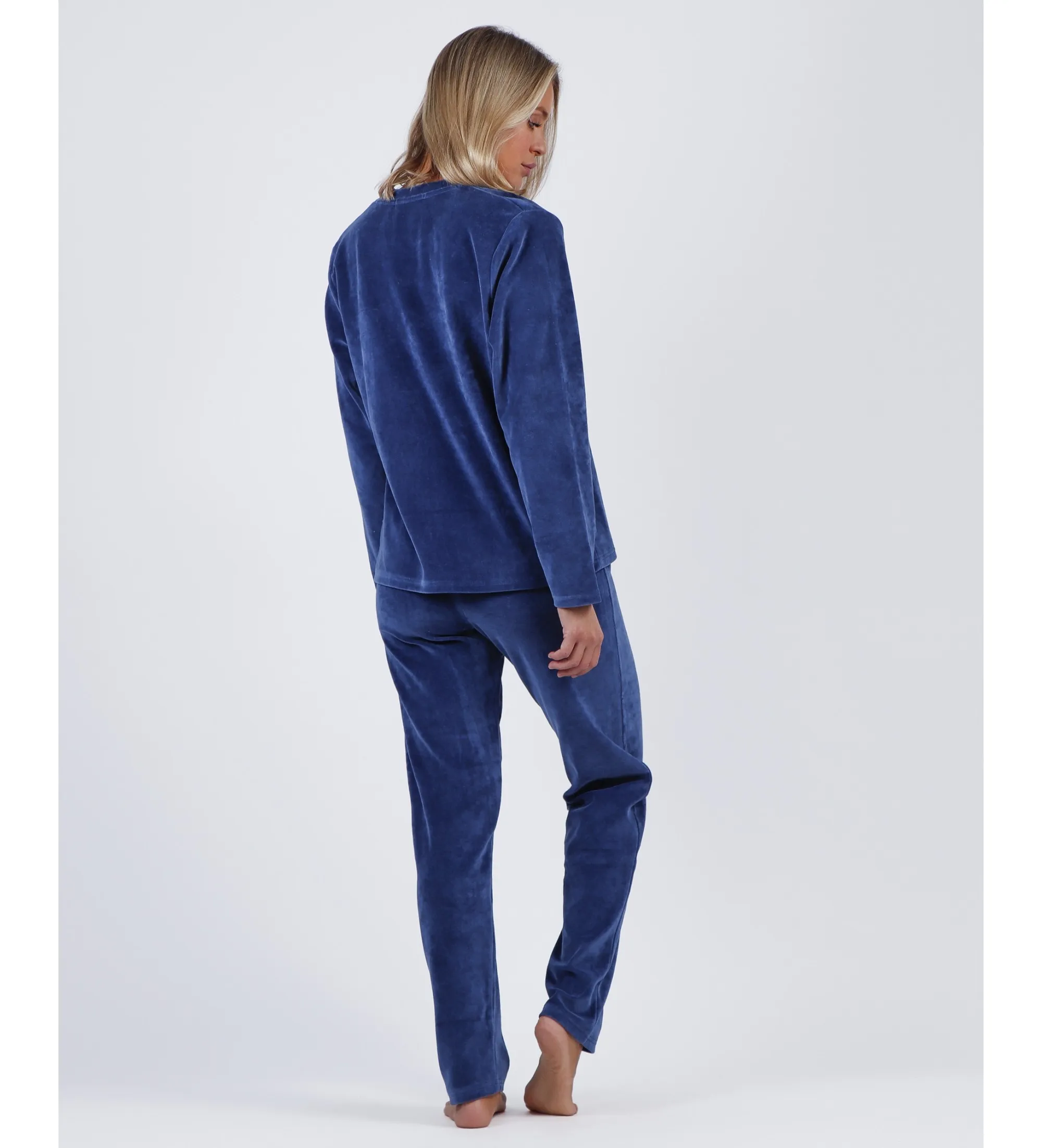 ADMAS PIJAMA TERCIOPELO MANGA LARGA CLOUDY NIGHTS MARINO