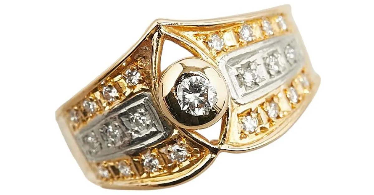 & Other Stories Anillo de diamante en oro amarillo K18YG, oro rosa K18PG, platino Pt900 en excelente estado Dorado 