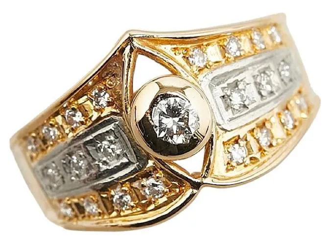 & Other Stories Anillo de diamante en oro amarillo K18YG, oro rosa K18PG, platino Pt900 en excelente estado Dorado 