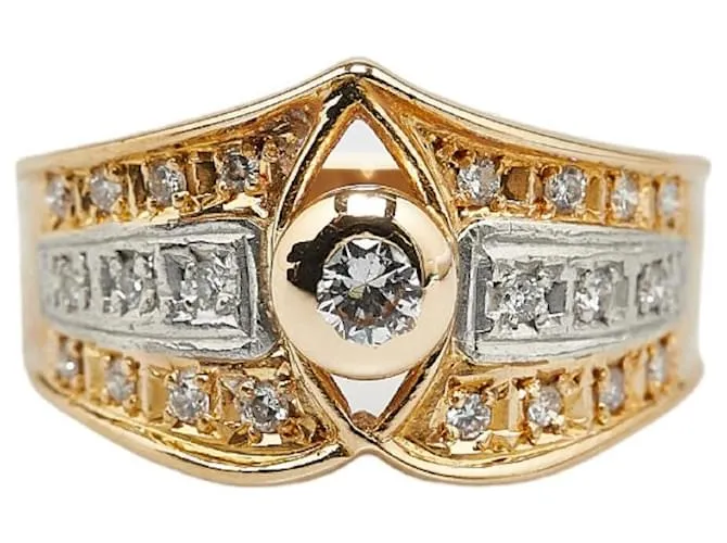 & Other Stories Anillo de diamante en oro amarillo K18YG, oro rosa K18PG, platino Pt900 en excelente estado Dorado 