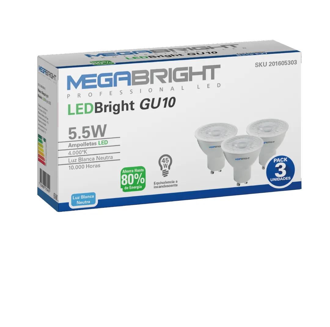 AMPOLLETA LED GU10 5,5W PACK 3000K – 4000K