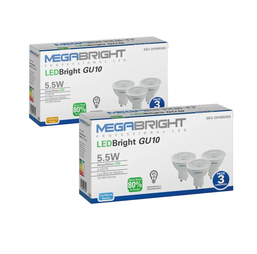 AMPOLLETA LED GU10 5,5W PACK 3000K – 4000K