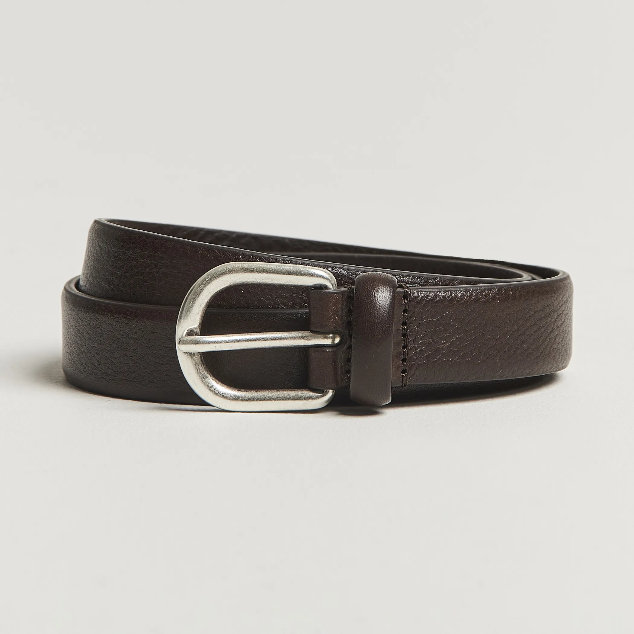 Anderson's Grained Leather Belt 2,5 cm Dark Brown
