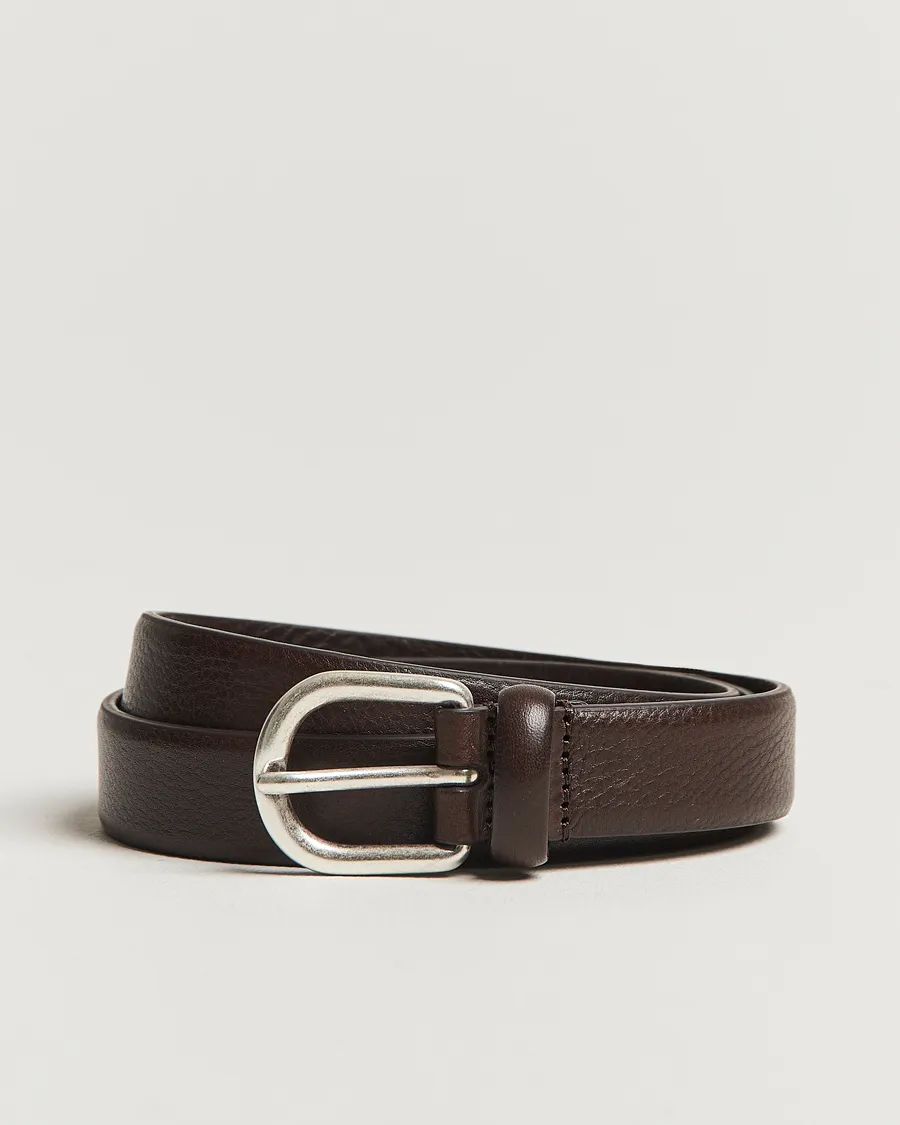 Anderson's Grained Leather Belt 2,5 cm Dark Brown
