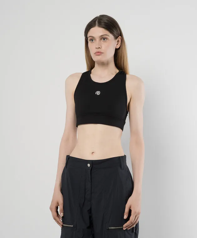 Anine Bing Black top with logo emblem