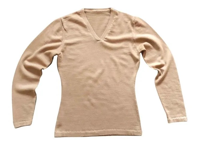 AUTRE MARQUE SUéTER BEIGE CON CUELLO EN V  100% DE LANA EXTRA SUAVE 