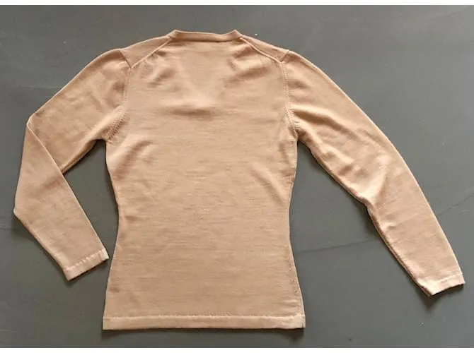 AUTRE MARQUE SUéTER BEIGE CON CUELLO EN V  100% DE LANA EXTRA SUAVE 