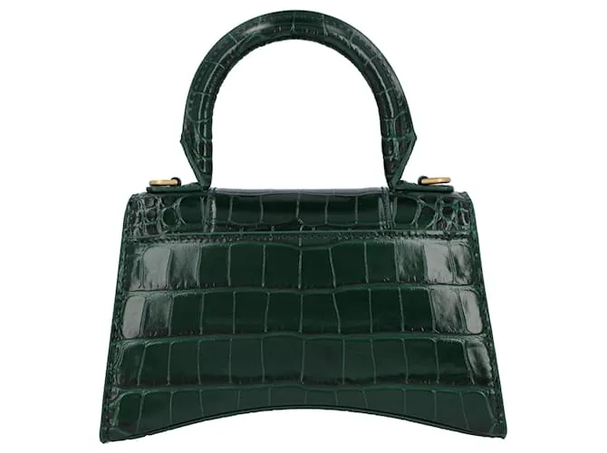 Balenciaga Mujeres Hourglass XS in piel repujada de cocodrilo verde 