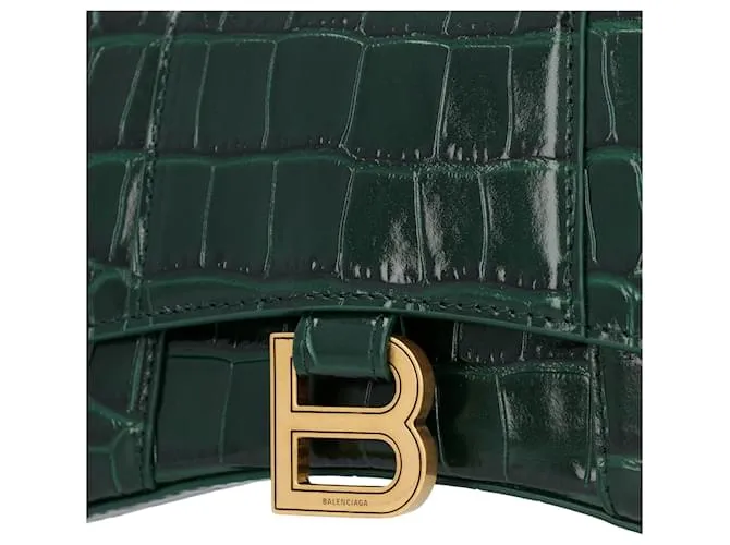 Balenciaga Mujeres Hourglass XS in piel repujada de cocodrilo verde 