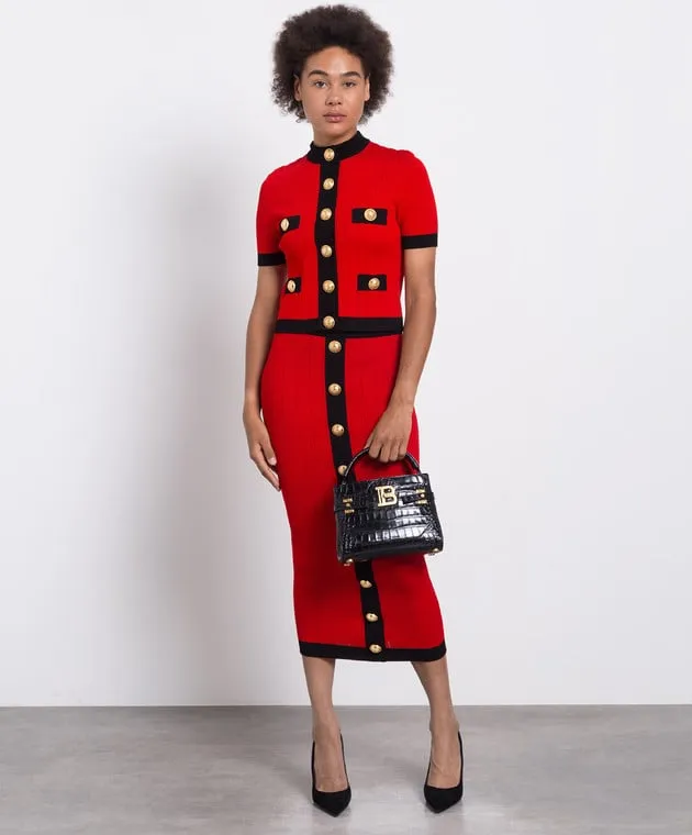Balmain Red midi skirt