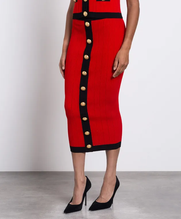 Balmain Red midi skirt