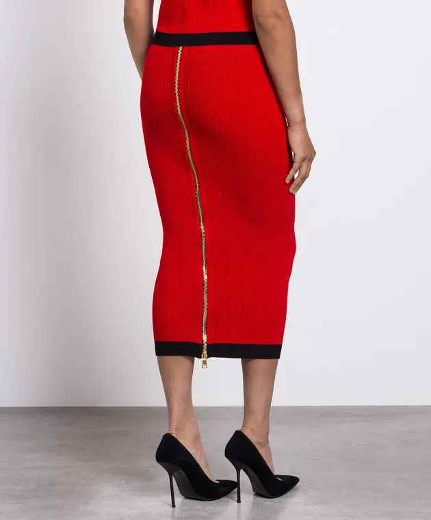 Balmain Red midi skirt