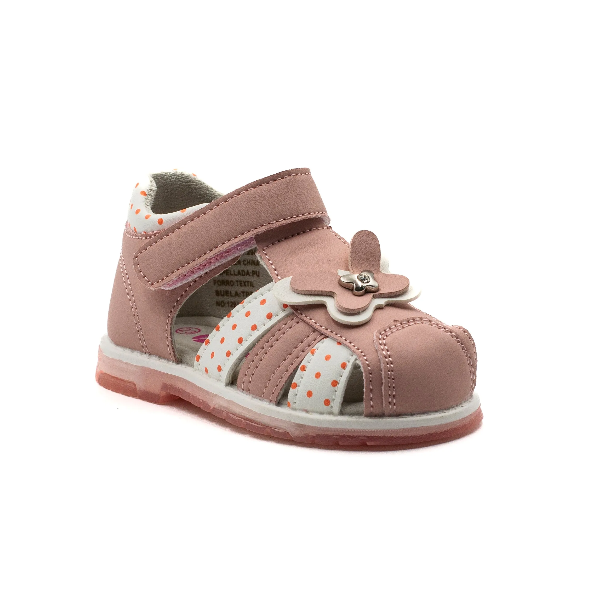 Bamboo sandalia nia con velcro color rosa blanco