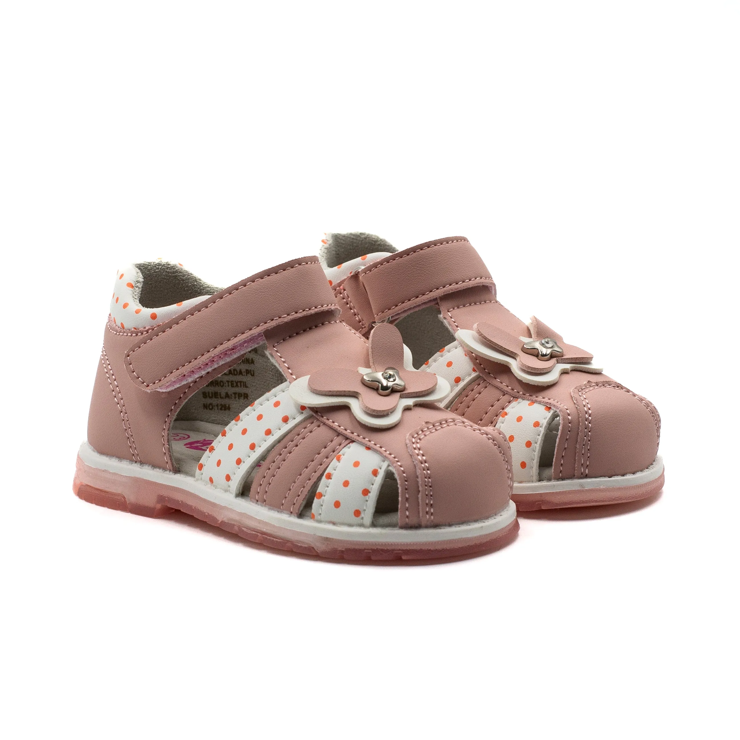 Bamboo sandalia nia con velcro color rosa blanco