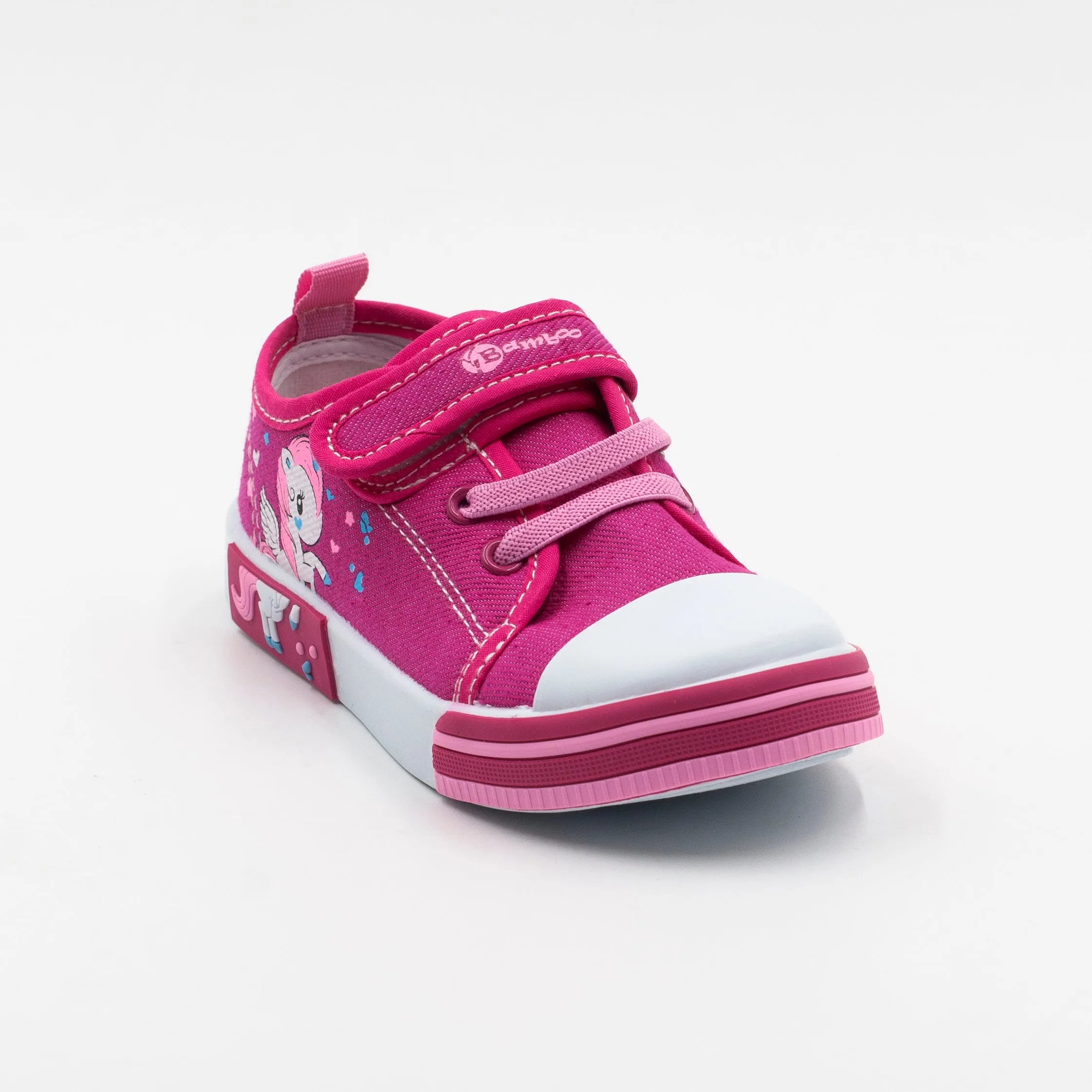 Bamboo Zapatilla lona Nio con Velcro Fucsia