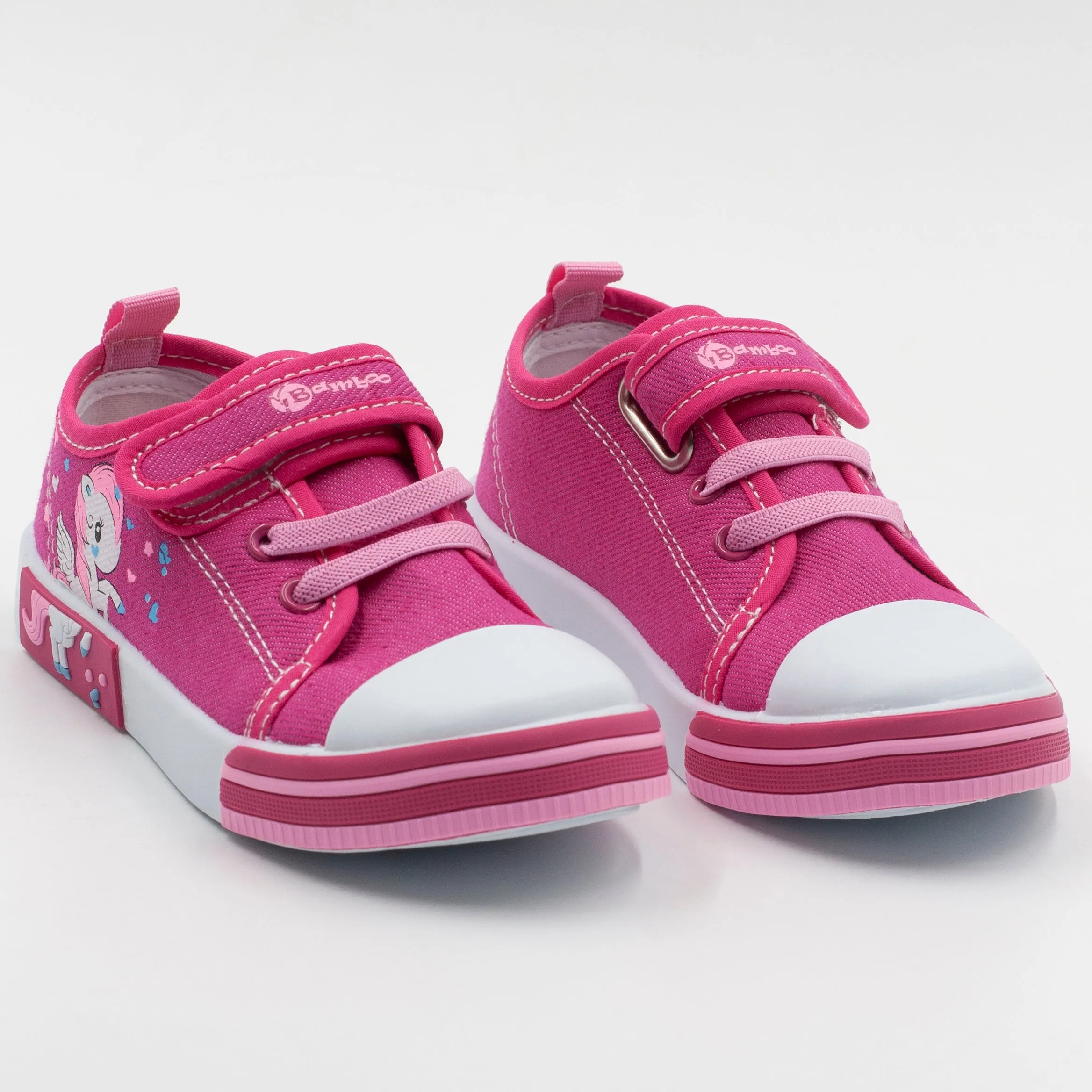 Bamboo Zapatilla lona Nio con Velcro Fucsia