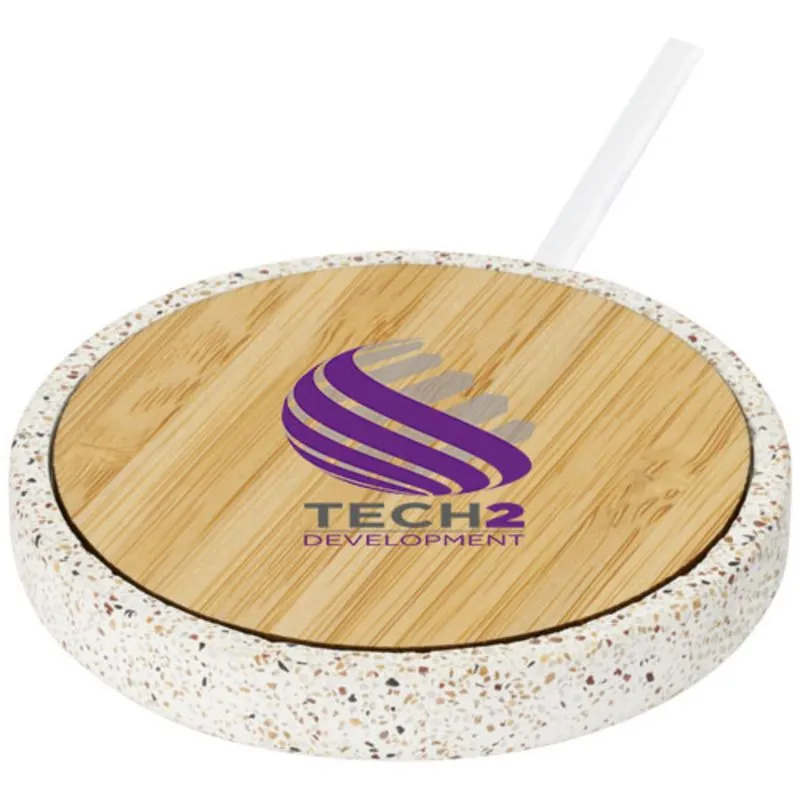 Base de carga inalámbrica de bambú de 10W Terrazzo