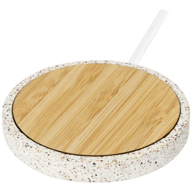 Base de carga inalámbrica de bambú de 10W Terrazzo