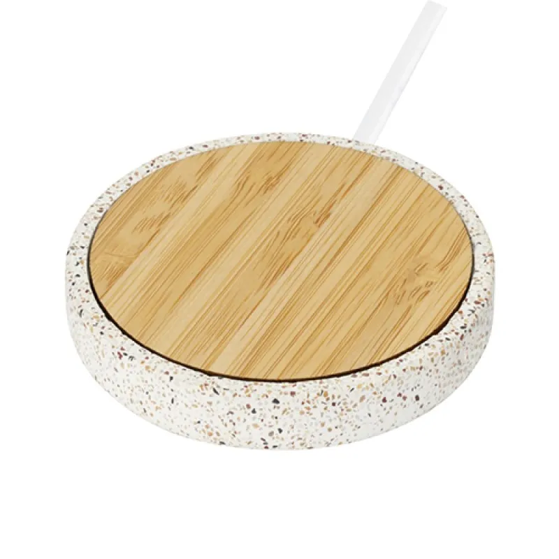 Base de carga inalámbrica de bambú de 10W Terrazzo