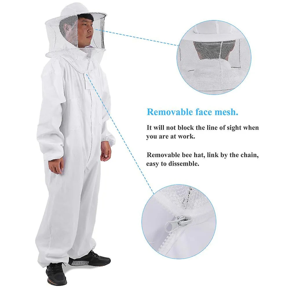 BEEKEEPING SUIT XL  PROFESSIONAL FULL BODY BEEKEEPER PROTECTIVE EQUIPMENT WITH HAT