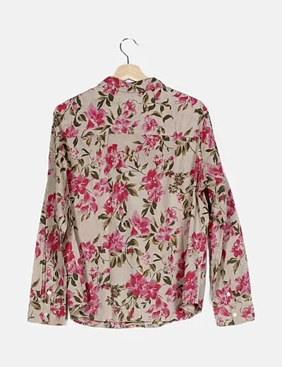 Benetton Camisa beige estampado floral