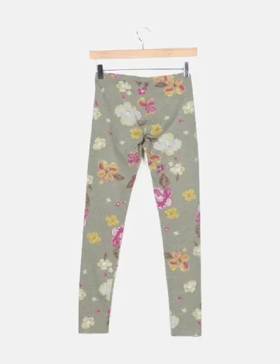 Benetton Leggin verde estampado floral