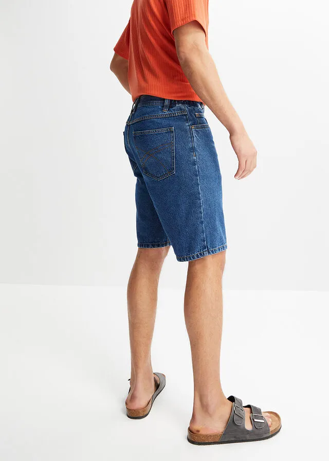 Bermudas vaqueras con cinturilla elástica lateral de corte clásico azul denim