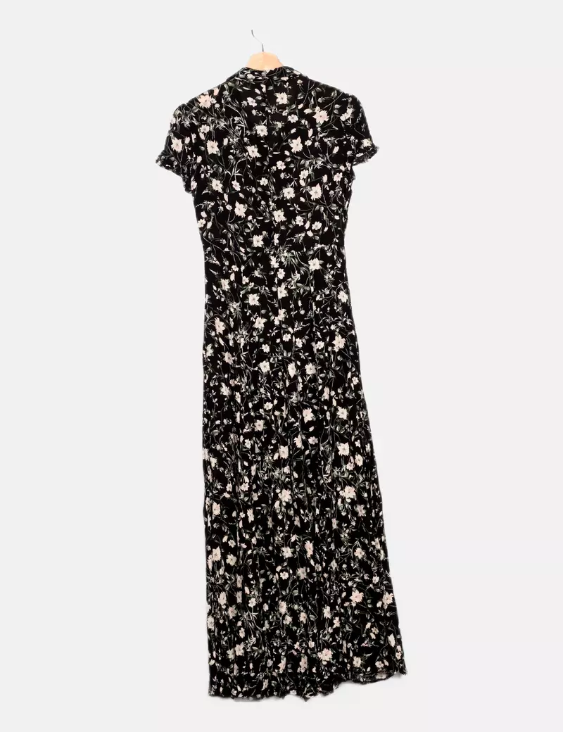 Bershka Vestido negro estampado floral