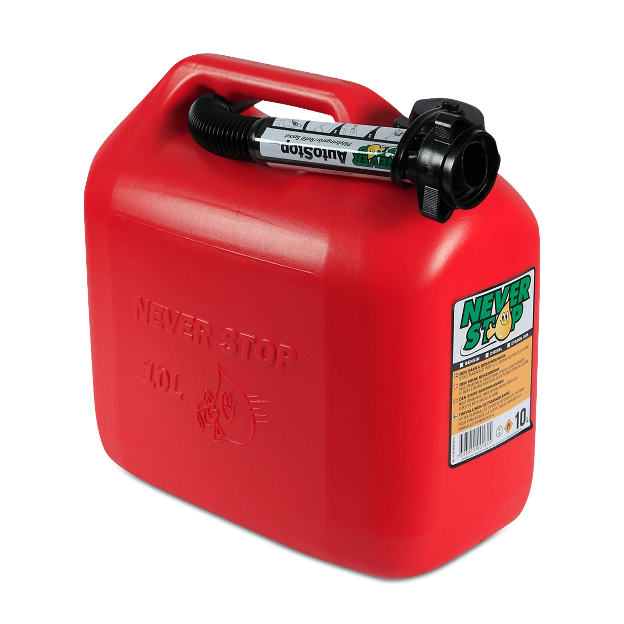 Bidón de Combustible Never Stop con AutoStop 10 L Rojo