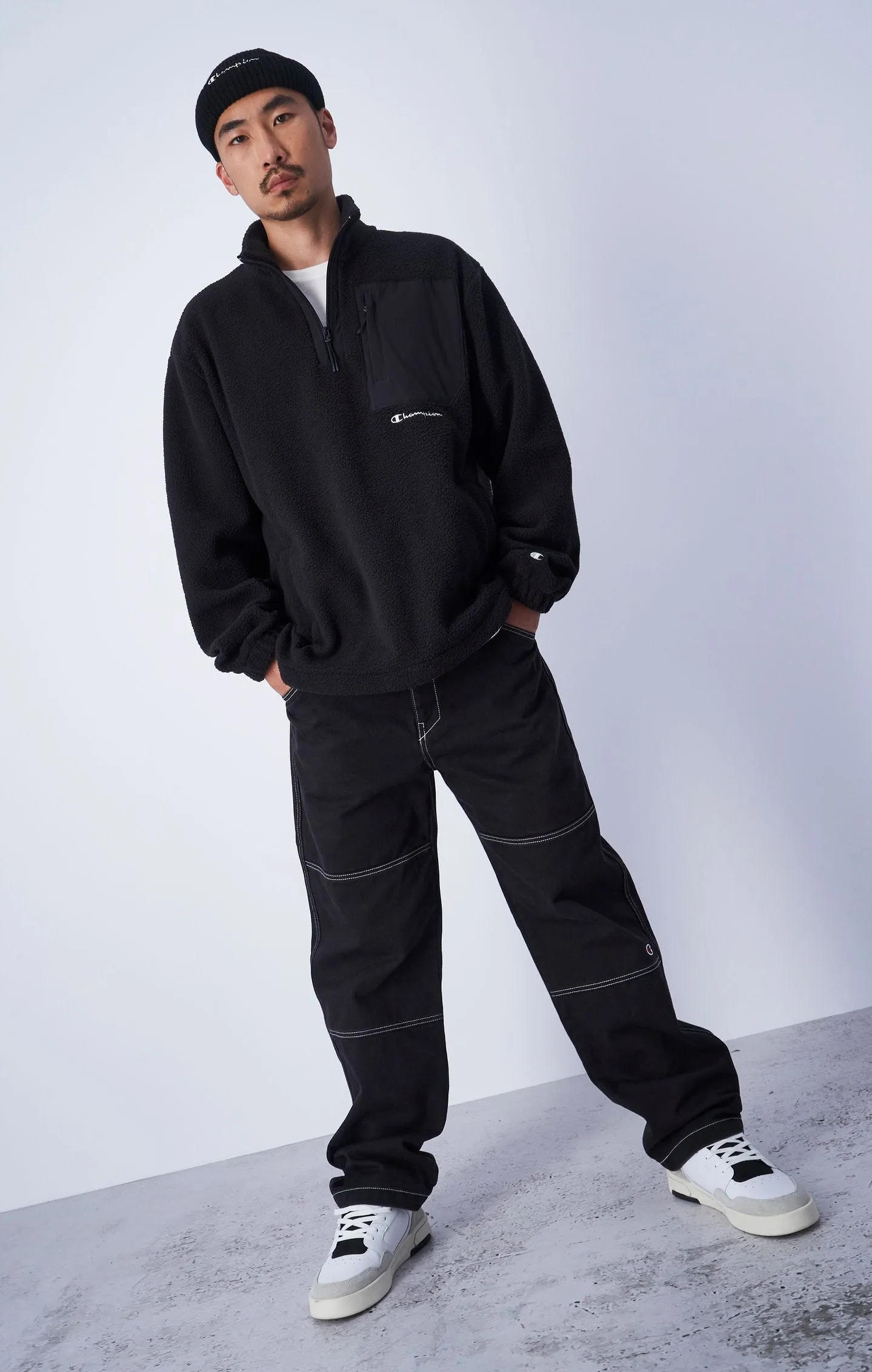 Black Sudadera ecológica con media cremallera