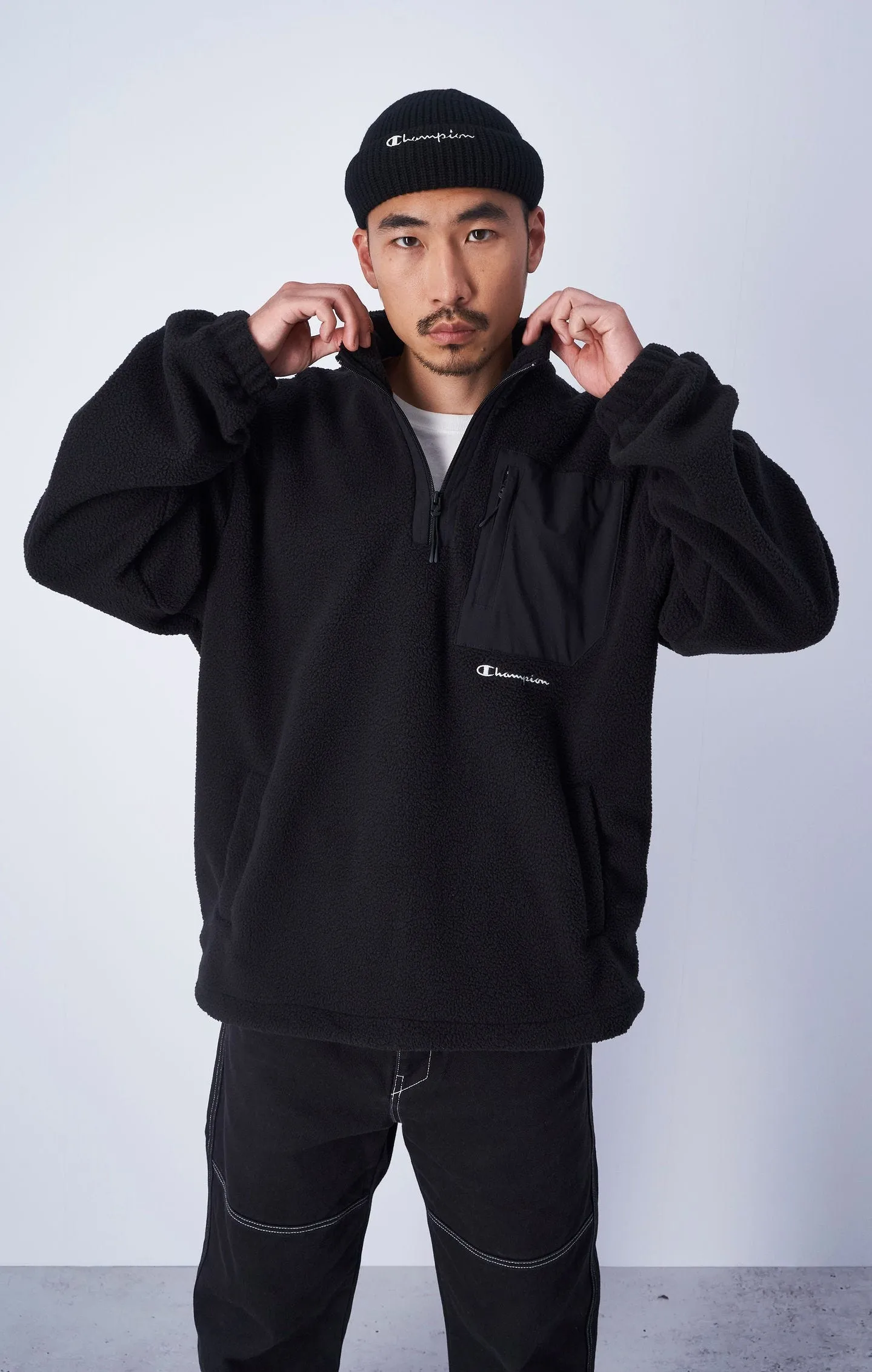 Black Sudadera ecológica con media cremallera