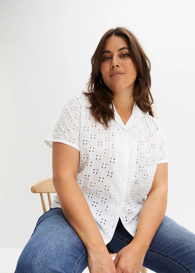 Blusa con bordado inglés Blanco