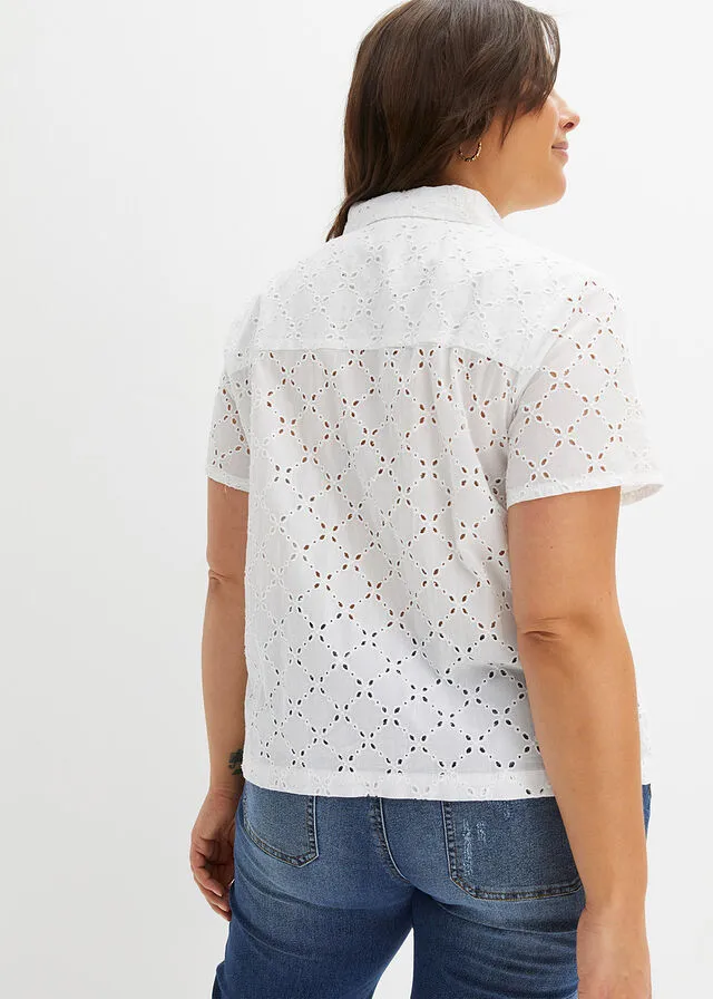 Blusa con bordado inglés Blanco