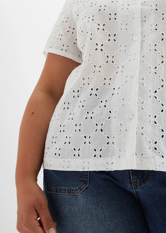 Blusa con bordado inglés Blanco