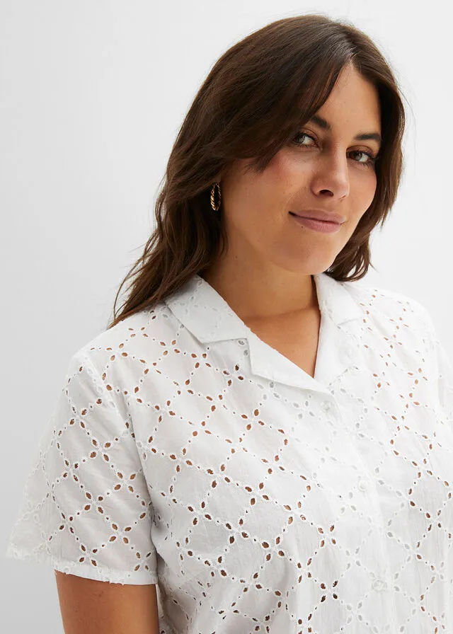 Blusa con bordado inglés Blanco
