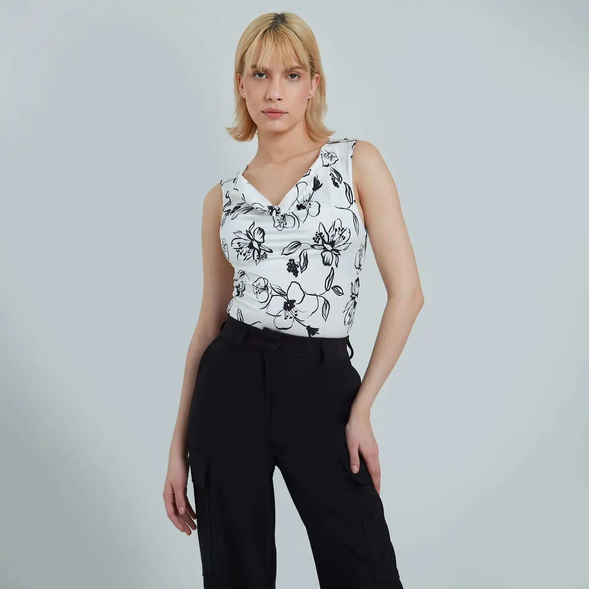 Body Estampado Con Cuello Drapeado
