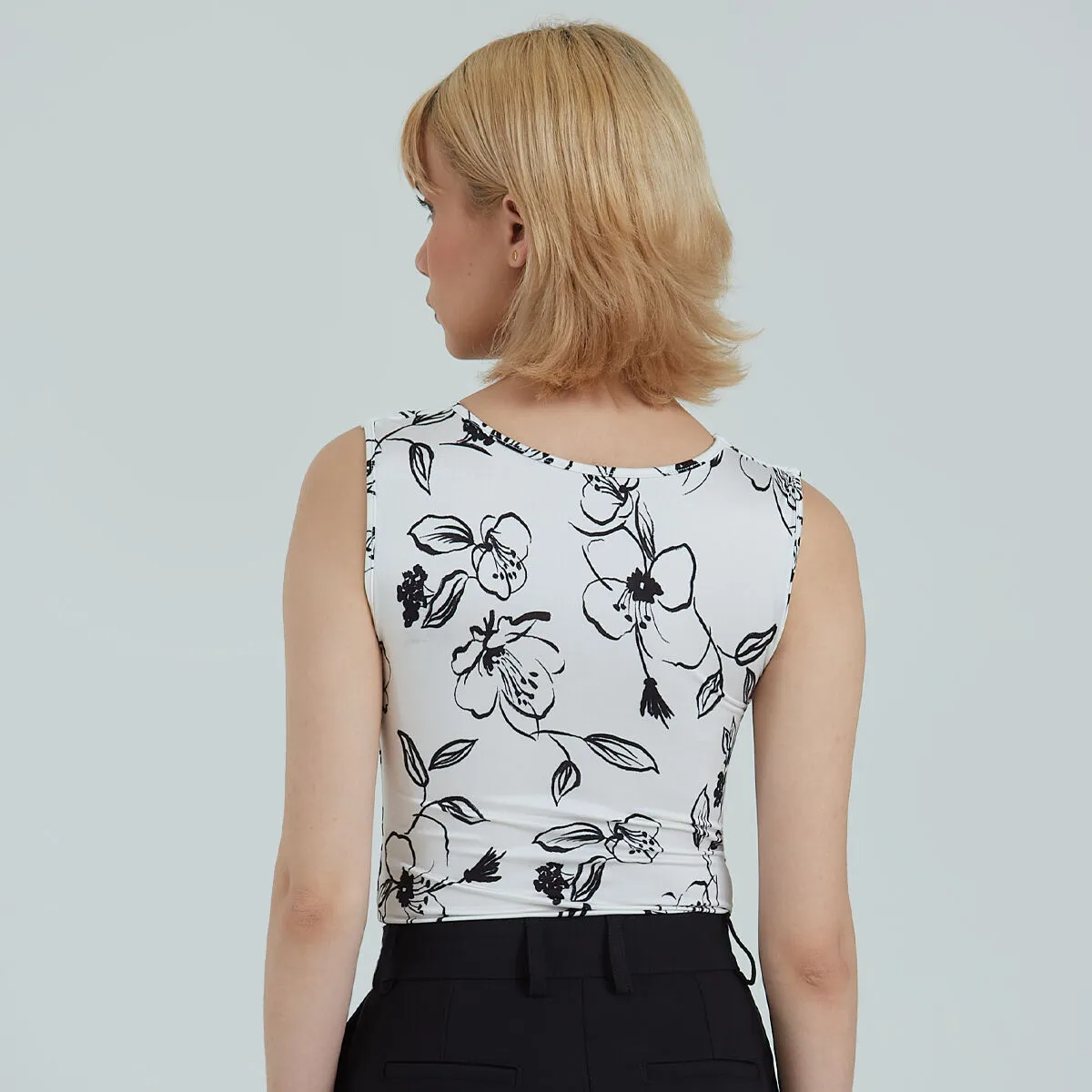 Body Estampado Con Cuello Drapeado