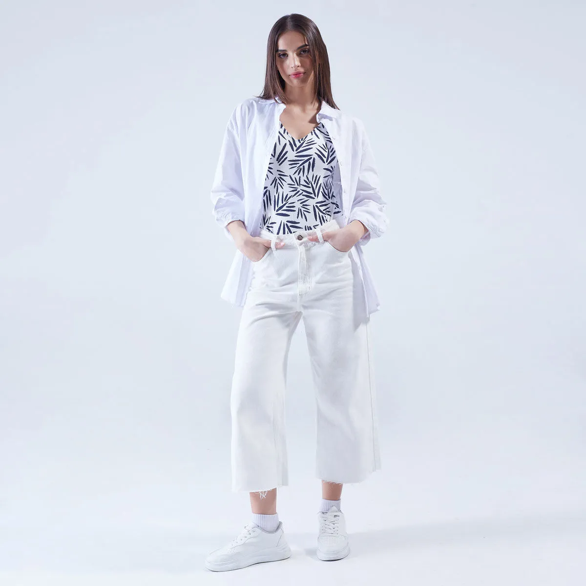 Body Estampado Con Escote En V
