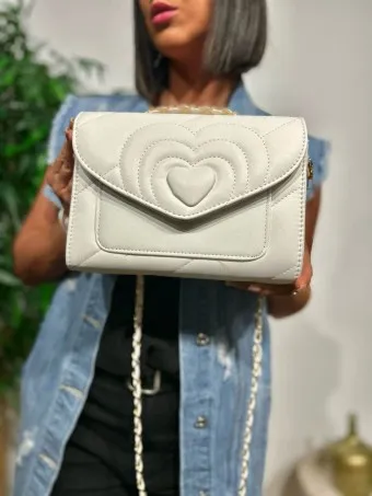 Bolso Corazón Cadena GLOVER Blanco