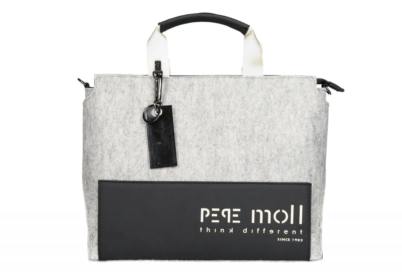 Bolso Mano Grande Tejido Gris Pieza Neopreno Negra Bolsillo Trasero