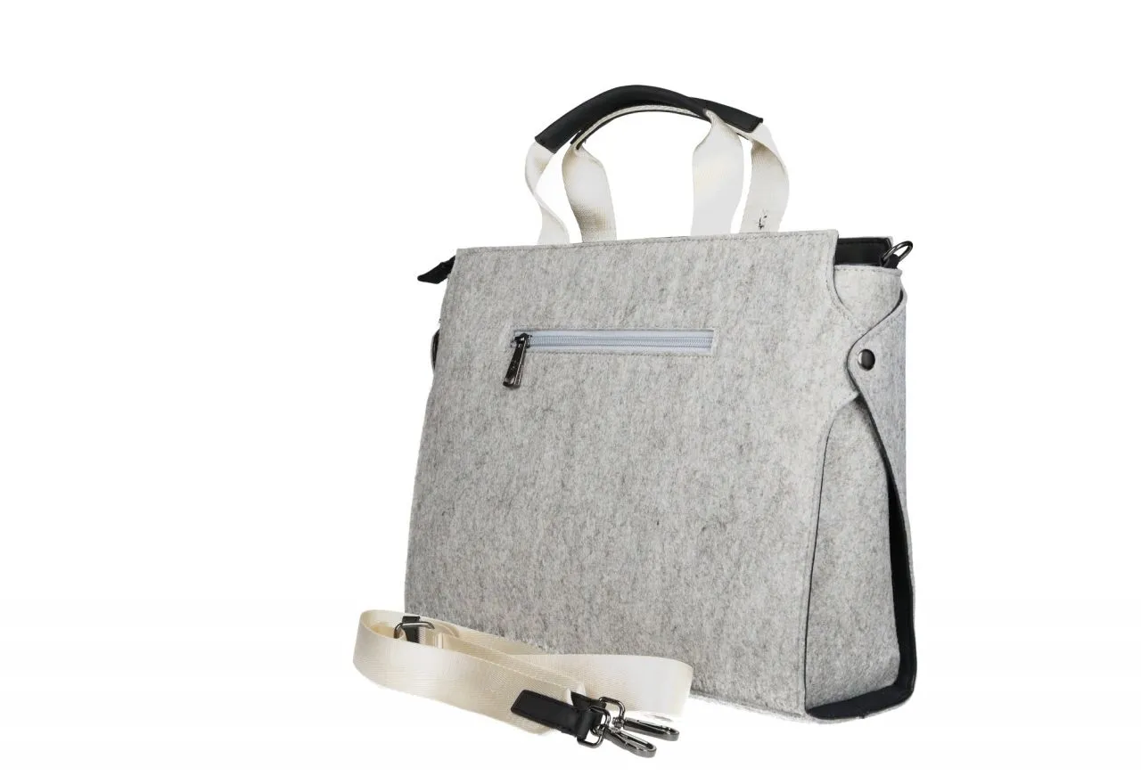 Bolso Mano Grande Tejido Gris Pieza Neopreno Negra Bolsillo Trasero